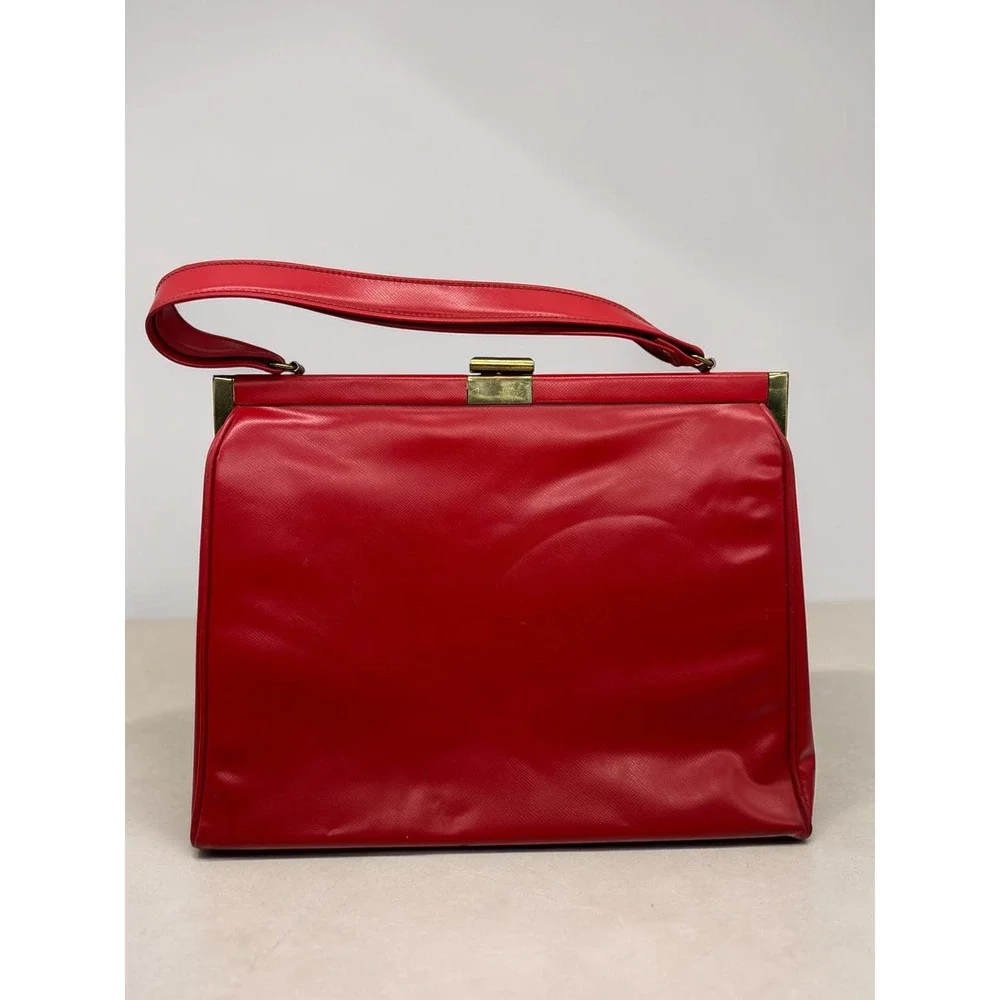 Theodor California‎ Vintage Handbag Red Mod Retro Rockabilly Faux Leather Medium